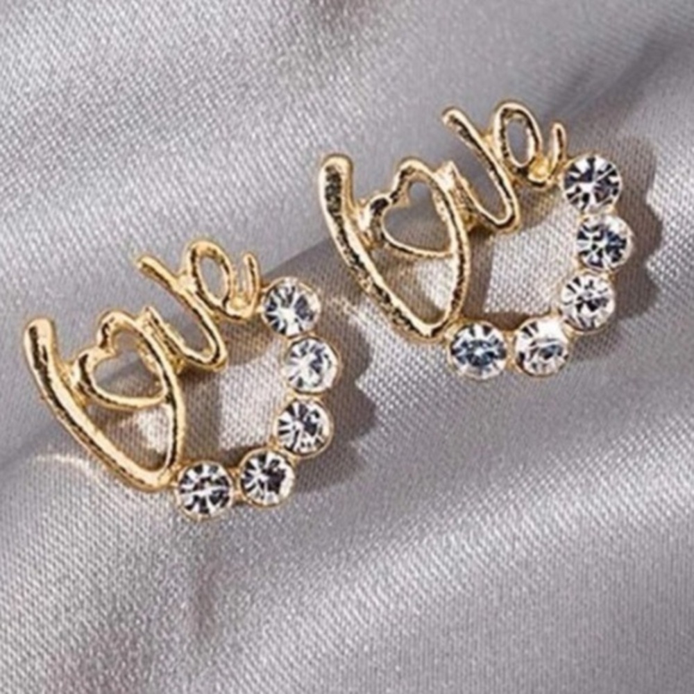 LOVE and Rhinestones Earrings “So Cute” BRAND NEW